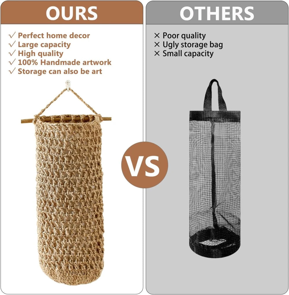 Handwoven Jute Grocery Bag Holder