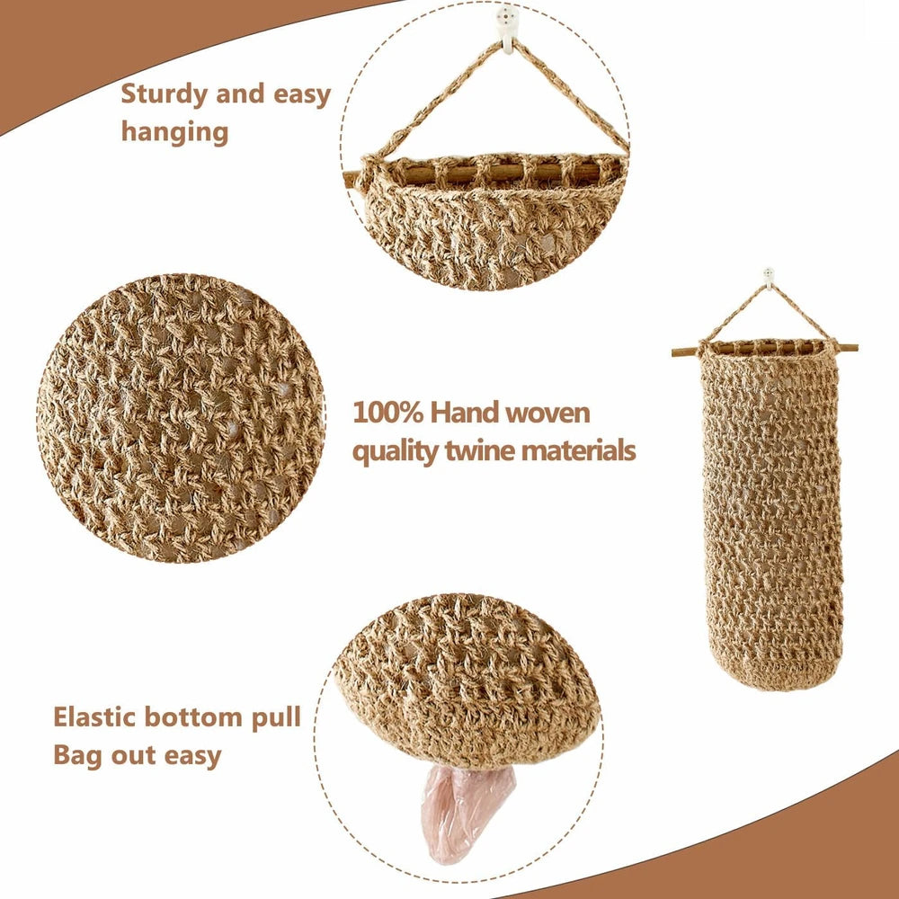 Handwoven Jute Grocery Bag Holder